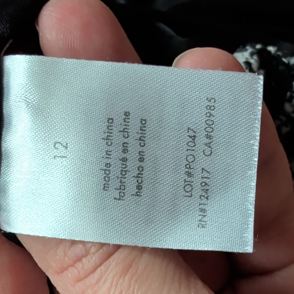 Rachel Parcell Double Brested Satin Lapel Black and White Checkered Tweed Blazer - Picture 10 of 12